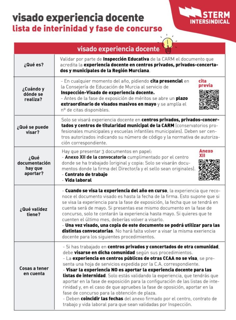 VISADO EXPERIENCIA DOCENTE