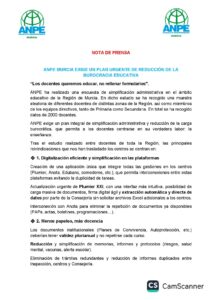 221025 ANPE MURCIA EXIGE UN PLAN URGENTE DE REDUCCIA N DE LA BUROCRACIA EDUCATIVA1 1